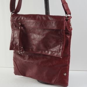 Burgundy Vintage Crossbody Messenger Bag